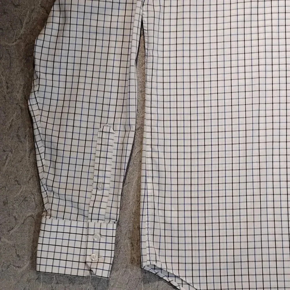 Van Heusen Men's White &  Blue Plaid Easy Care Dress Shirt Neck 42 Sleeve 90 - Picture 4 of 10